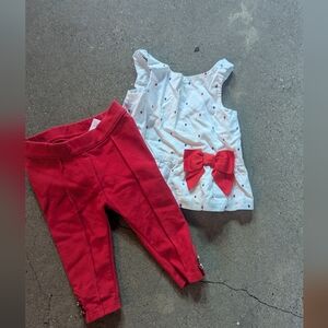 Janie And Jack Red and White Polka Dot Outfit with Bow 2pc Set